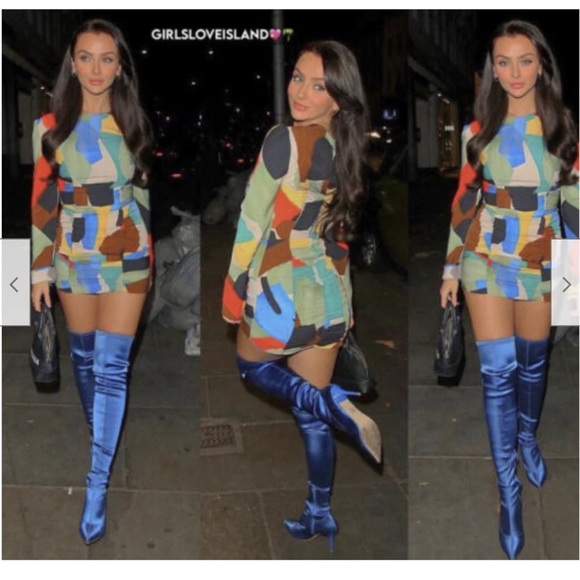 ZARA Abstract Colourful Ruched bodycon Mini Dress long sleeve Bloggers Fave 80s - Picture 12 of 12